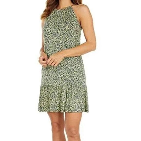 Michael Kors Floral Sunflower Dress Sleeveless Gold Chain Strap Size 1X Zip Back - Picture 2 of 14